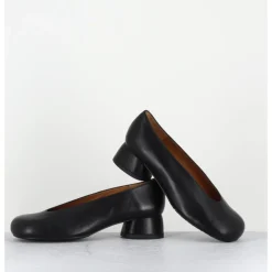 Hot AUDLEY Ballerines en cuir bout rond petit talon - KAWA NAPPA BLACK NOIR