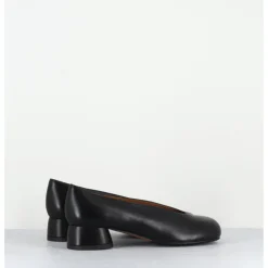 Hot AUDLEY Ballerines en cuir bout rond petit talon - KAWA NAPPA BLACK NOIR