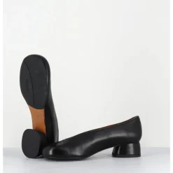 Hot AUDLEY Ballerines en cuir bout rond petit talon - KAWA NAPPA BLACK NOIR