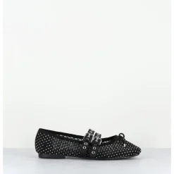 Best OA NON FASHION Ballerines en mesh à strass & double brides en cuir - MISTY CRISTALLO NERO NOIR