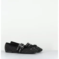 Best OA NON FASHION Ballerines en mesh à strass & double brides en cuir - MISTY CRISTALLO NERO NOIR
