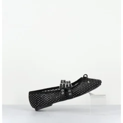 Best OA NON FASHION Ballerines en mesh à strass & double brides en cuir - MISTY CRISTALLO NERO NOIR