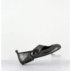 Clearance GARRICE LAB Ballerines japonisantes à bout rond en cuir métallisé - RINA LAMINATO ARGENTO ANTHRACITE