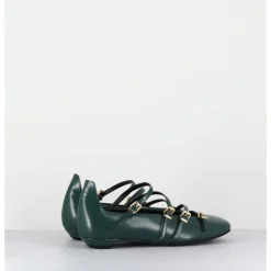 Clearance LELLA BALDI Ballerines multi-brides en cuir glacé - LT2409 LAREDO PINE VERT