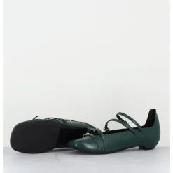 Clearance LELLA BALDI Ballerines multi-brides en cuir glacé - LT2409 LAREDO PINE VERT