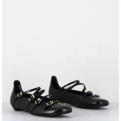 Outlet LELLA BALDI Ballerines multi-brides en cuir - LT2409 NAPPA NERO NOIR