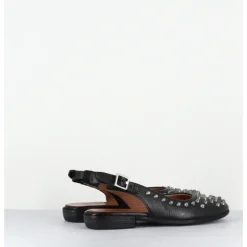 Outlet A.S.98 Ballerines slingback cuir & clous - NAVI NERO NOIR