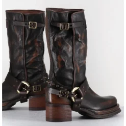 Hot A.S.98 Bikers à ceinturon en cuir vieilli - VELVET TIGER MARRON