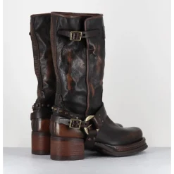 Hot A.S.98 Bikers à ceinturon en cuir vieilli - VELVET TIGER MARRON