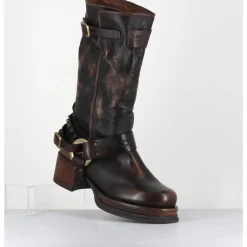 Hot A.S.98 Bikers à ceinturon en cuir vieilli - VELVET TIGER MARRON