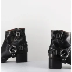 Outlet A.S.98 Bikers courtes à ceinturon en cuir vieilli anthracite - GOUND NERO NOIR