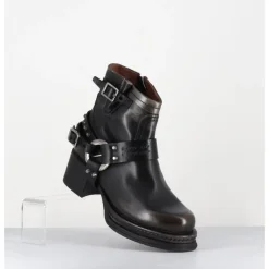 Outlet A.S.98 Bikers courtes à ceinturon en cuir vieilli anthracite - GOUND NERO NOIR
