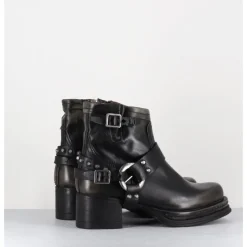 Outlet A.S.98 Bikers courtes à ceinturon en cuir vieilli anthracite - GOUND NERO NOIR