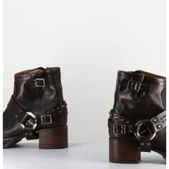 Clearance A.S.98 Bikers courtes à ceinturon en cuir vieilli - GROUND TIGER MARRON