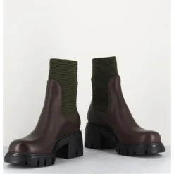 Best GARRICE LAB Bikers en cuir & élastique kaki - 6424 MORO MARRON