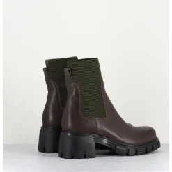 Best GARRICE LAB Bikers en cuir & élastique kaki - 6424 MORO MARRON