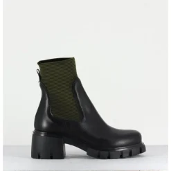 Best GARRICE LAB Bikers en cuir & élastique kaki - 6424 BOSCO NOIR