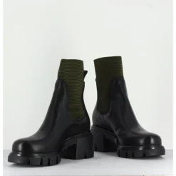 Best GARRICE LAB Bikers en cuir & élastique kaki - 6424 BOSCO NOIR