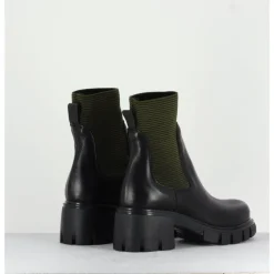 Best GARRICE LAB Bikers en cuir & élastique kaki - 6424 BOSCO NOIR