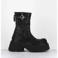 Hot VIC MATIE Bikers en cuir suede huilé à plateforme - 1F2166D PUNK BLACK NOIR