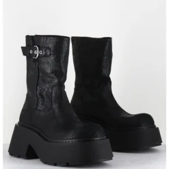 Hot VIC MATIE Bikers en cuir suede huilé à plateforme - 1F2166D PUNK BLACK NOIR