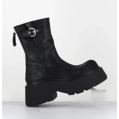 Hot VIC MATIE Bikers en cuir suede huilé à plateforme - 1F2166D PUNK BLACK NOIR