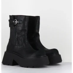 Hot VIC MATIE Bikers en cuir suede huilé à plateforme - 1F2166D PUNK BLACK NOIR