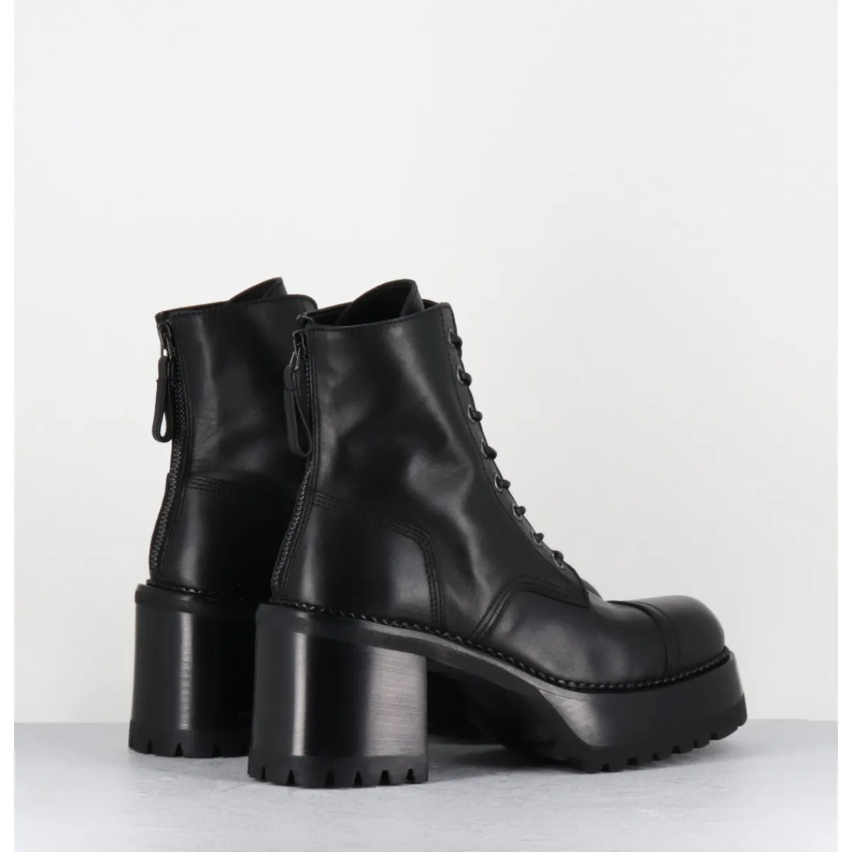 PREMIATA Boots à lacets à plateforme en cuir - M4519 GAUCHO NERO NOIR