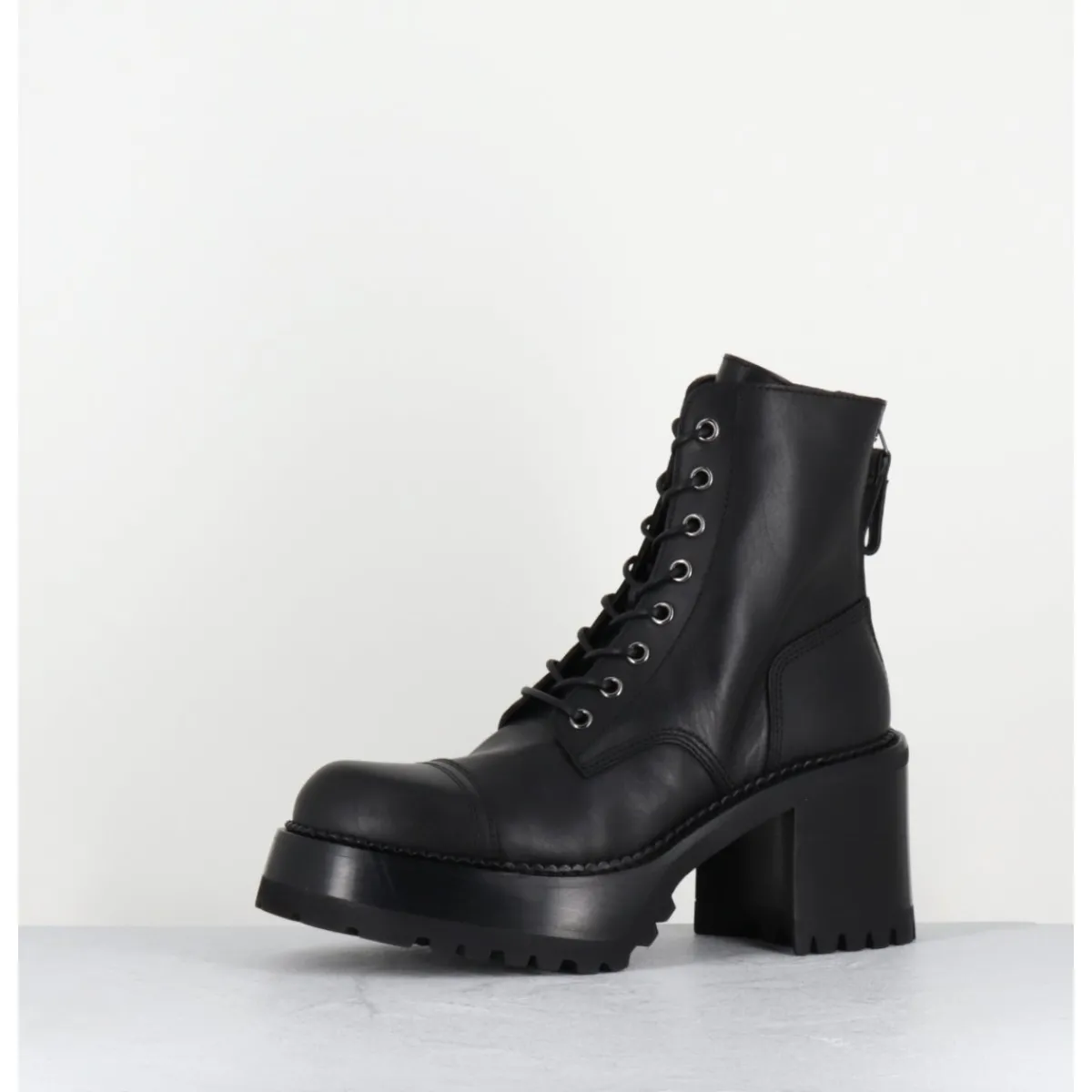 PREMIATA Boots à lacets à plateforme en cuir - M4519 GAUCHO NERO NOIR