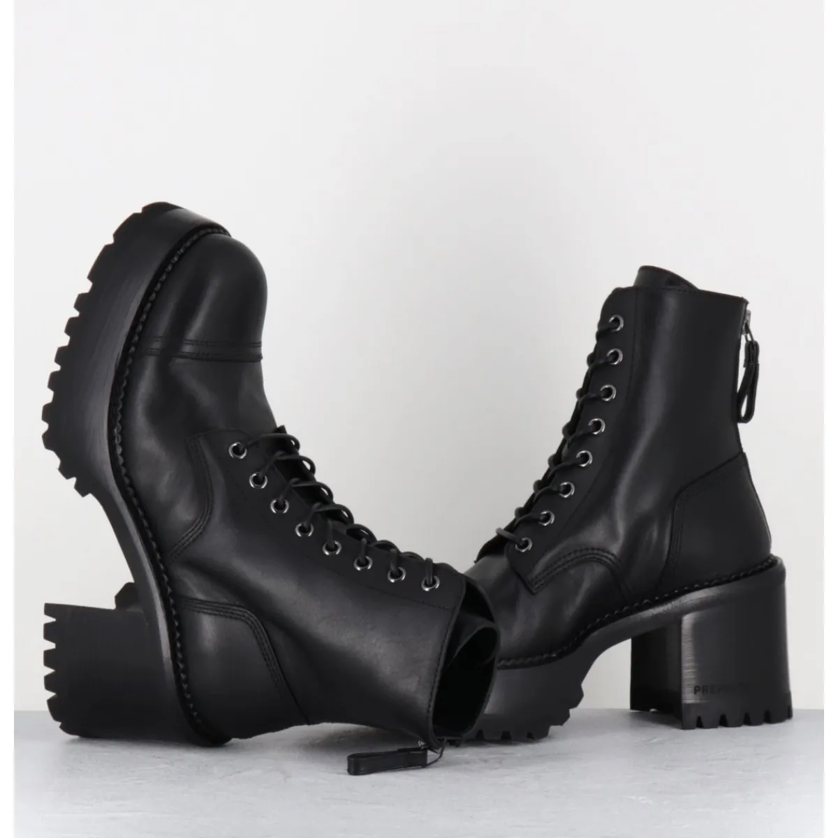 PREMIATA Boots à lacets à plateforme en cuir - M4519 GAUCHO NERO NOIR