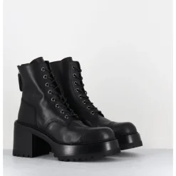 PREMIATA Boots à lacets à plateforme en cuir - M4519 GAUCHO NERO NOIR