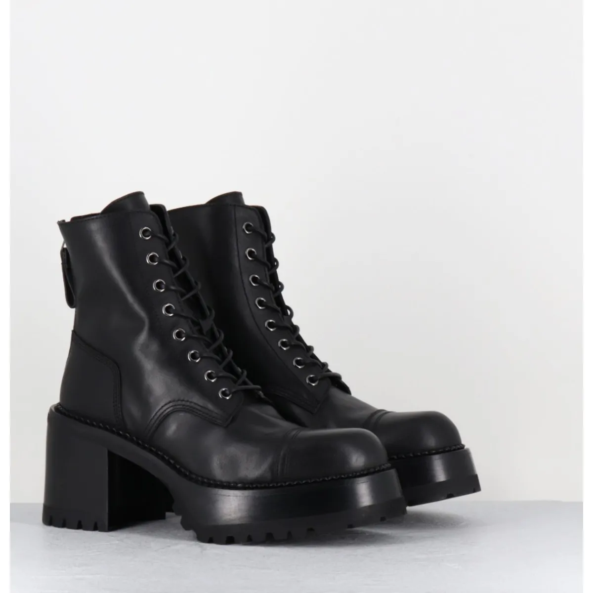 PREMIATA Boots à lacets à plateforme en cuir - M4519 GAUCHO NERO NOIR