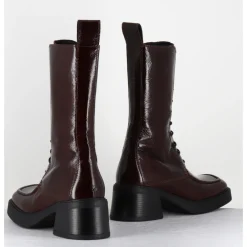 Best E8 BY MIISTA Boots à lacets bout carré en cuir naplak - AGUSTINA DARK BROWN BOOTS MARRON