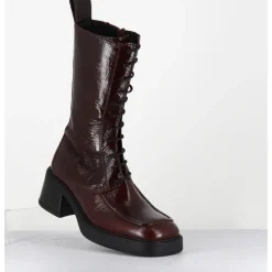 Best E8 BY MIISTA Boots à lacets bout carré en cuir naplak - AGUSTINA DARK BROWN BOOTS MARRON