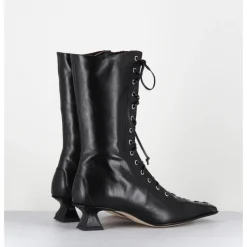 Best MIISTA Boots à lacets corseté cuir & bout carré - EMILE BLACK LACE UP NOIR