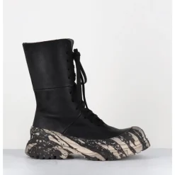 Best LOFINA Boots à lacets en cuir semelle imprimé militaire - 4142 GAS NERO NOIR