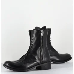 Clearance OFFICINE CREATIVE Boots à lacets en cuir zip extérieur - LISON CAOU063 NERO NOIR
