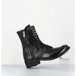 Clearance OFFICINE CREATIVE Boots à lacets en cuir zip extérieur - LISON CAOU063 NERO NOIR