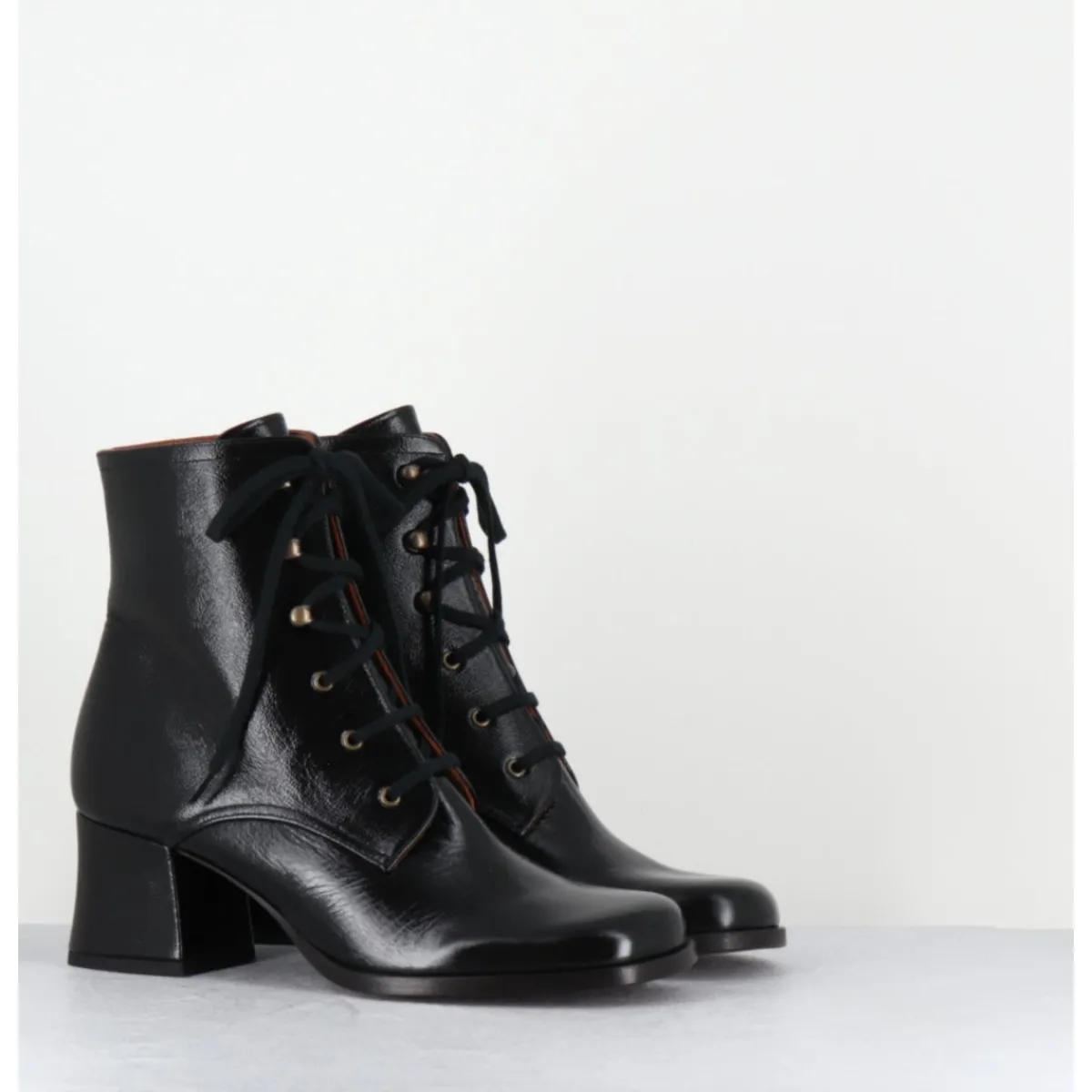 Clearance CHIE MIHARA Boots à lacets en cuir petit talon rétro - TAMUJO DUNPACK NEGRO NOIR