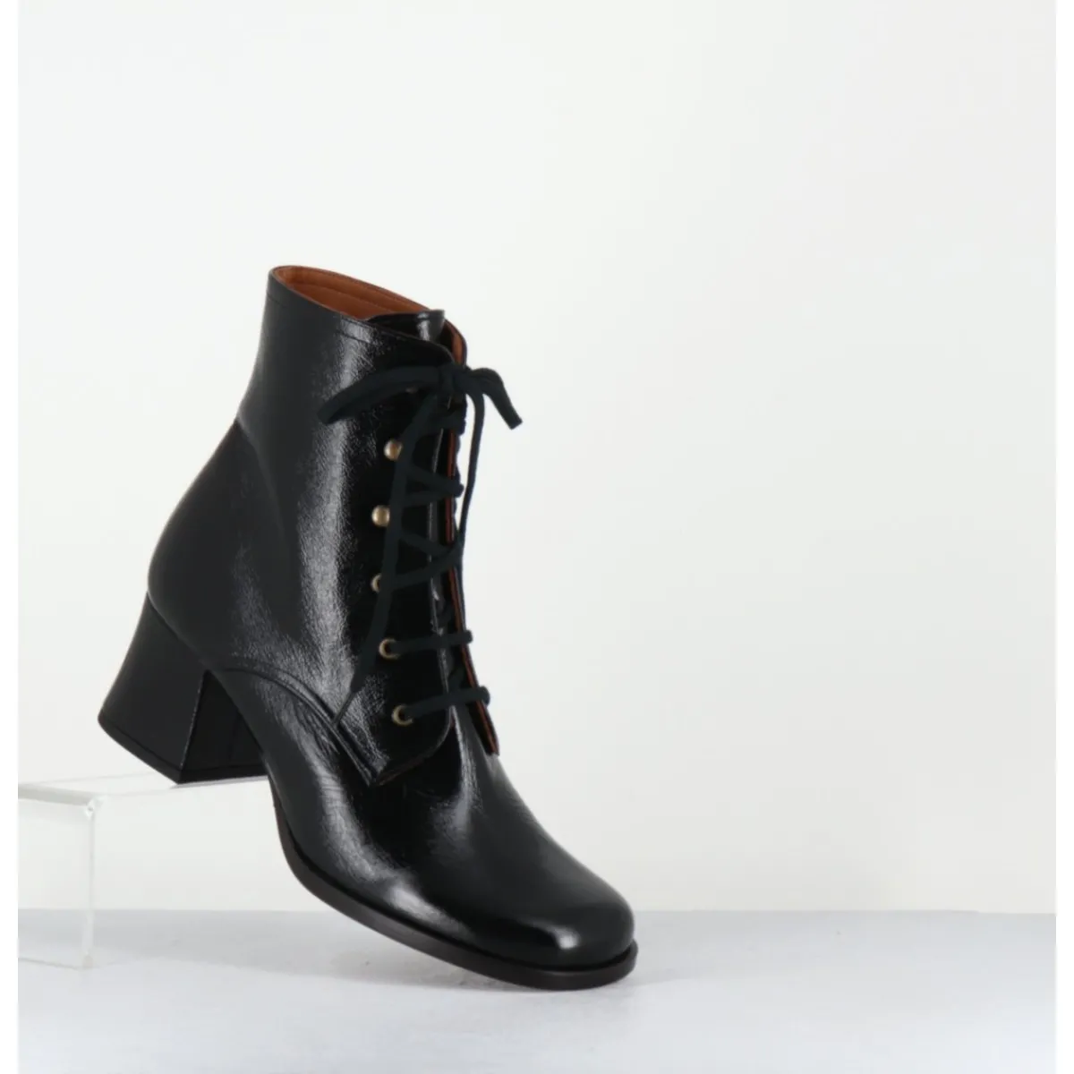 Clearance CHIE MIHARA Boots à lacets en cuir petit talon rétro - TAMUJO DUNPACK NEGRO NOIR