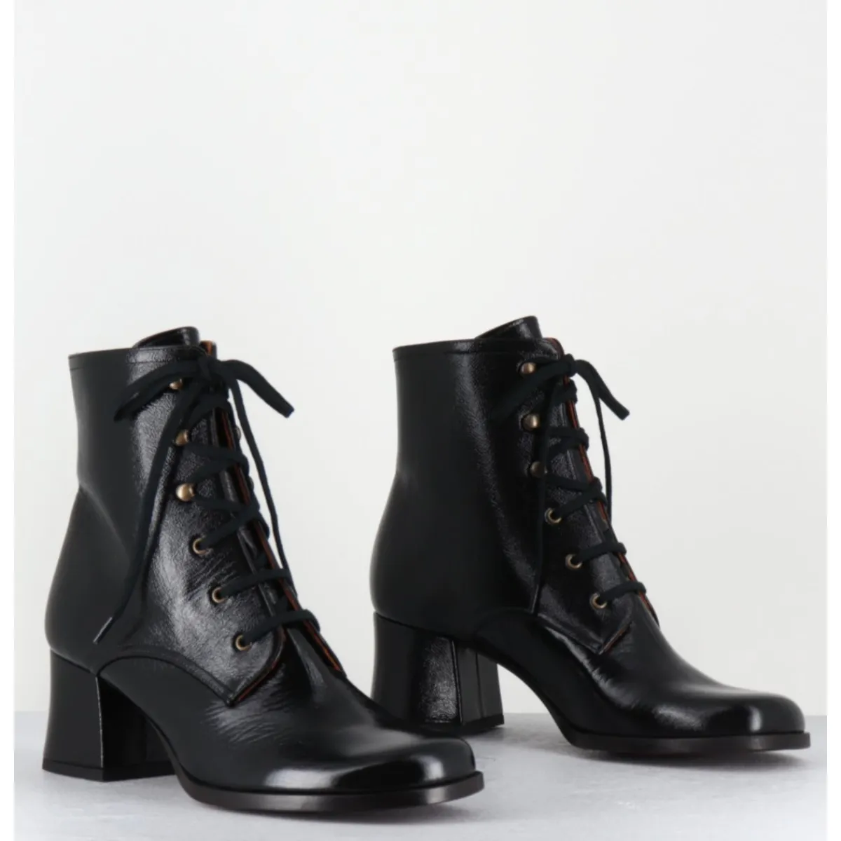 Clearance CHIE MIHARA Boots à lacets en cuir petit talon rétro - TAMUJO DUNPACK NEGRO NOIR