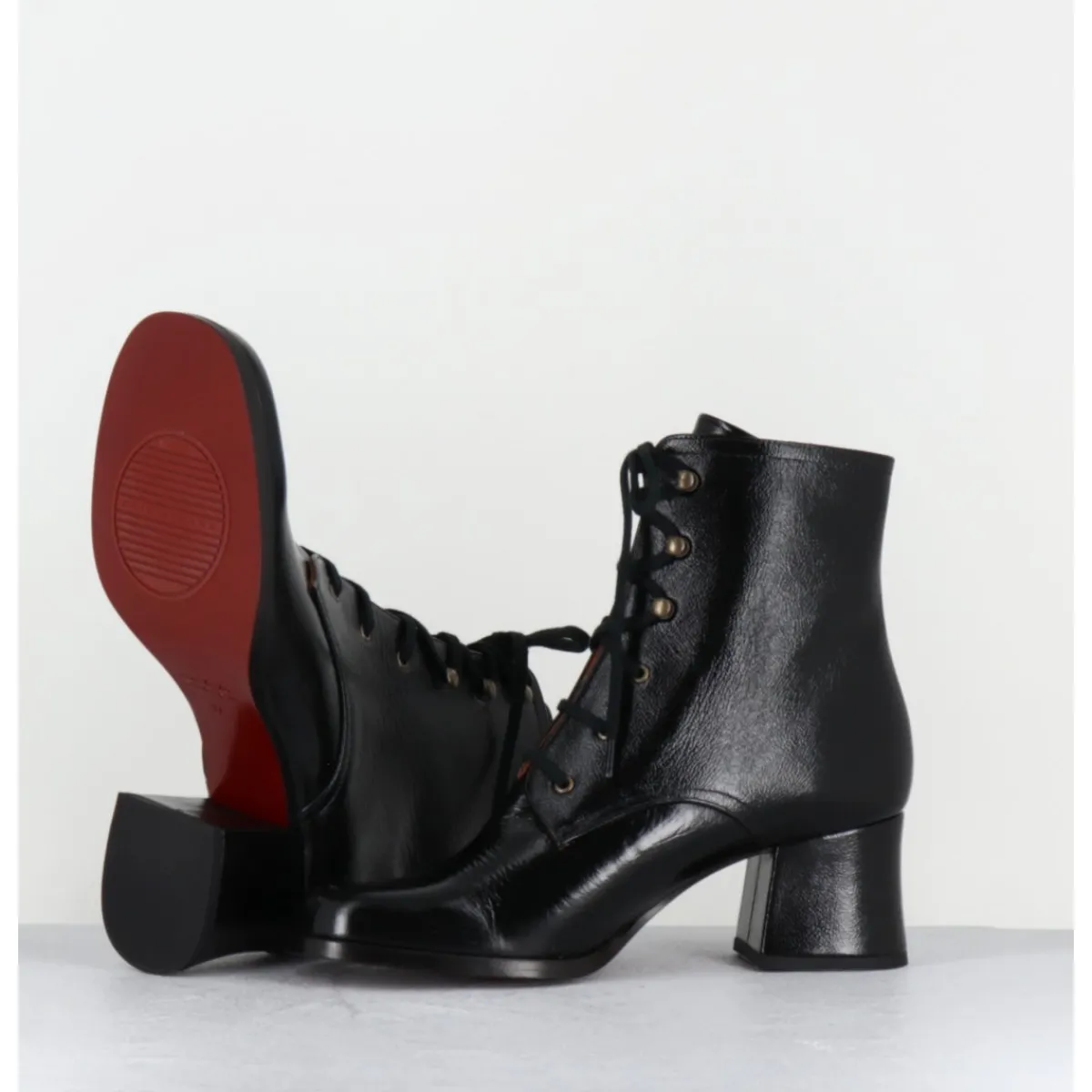 Clearance CHIE MIHARA Boots à lacets en cuir petit talon rétro - TAMUJO DUNPACK NEGRO NOIR