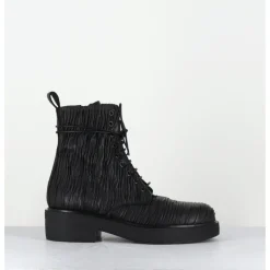 Best GARRICE LAB Boots à lacets en cuir plissé - OTARE PLISSE NERO NOIR