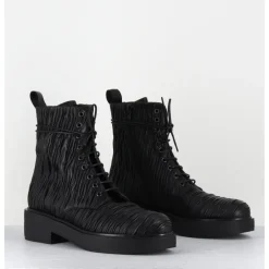 Best GARRICE LAB Boots à lacets en cuir plissé - OTARE PLISSE NERO NOIR