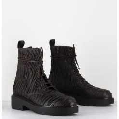 Discount GARRICE LAB Boots à lacets en cuir plissé - OTARE PLISSE T MORO MARRON