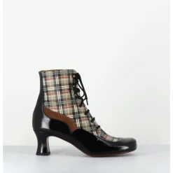 Clearance CHIE MIHARA Boots à lacets imprimé tartan & petit talon rétro - MYLION MASERATI NAGRO