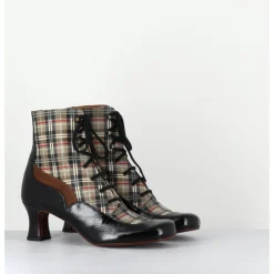 Clearance CHIE MIHARA Boots à lacets imprimé tartan & petit talon rétro - MYLION MASERATI NAGRO