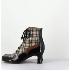 Clearance CHIE MIHARA Boots à lacets imprimé tartan & petit talon rétro - MYLION MASERATI NAGRO