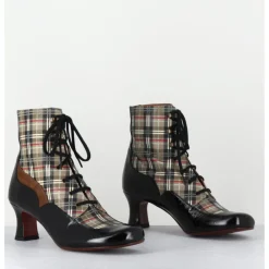Clearance CHIE MIHARA Boots à lacets imprimé tartan & petit talon rétro - MYLION MASERATI NAGRO