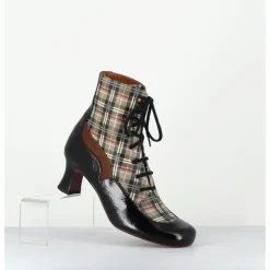 Clearance CHIE MIHARA Boots à lacets imprimé tartan & petit talon rétro - MYLION MASERATI NAGRO